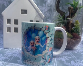 Elsa Mug: Frozen-Inspired Ceramic Mug with Anna & Olaf
