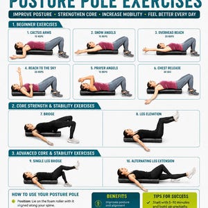 10 Foam Roller Posture Pole Roll Core Stability Mobility Strength Exercise Office Workers Seniors Home Workout 30 Day Challenge Fitness PDF