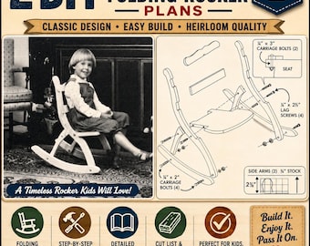 2 DIY Kids Rocker Folding Rocker Child Toddler Woodworking Plans PDF Download Vintage How to Build Design Rocking Instant Download