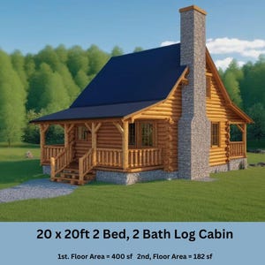 Kleine blokhut met 2/3 bedden en veranda met loft Plattegrond Plattegronden Vakantiechalet Lodge Home Gebouwd gemeubileerd PDF Lodge Rancher Homestead Tiny House