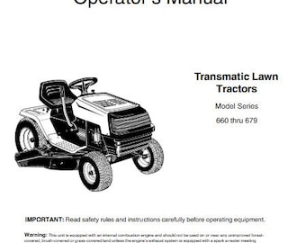 Yard Machines Transmatic 660 through 679 Bolens 683 Lawn Tractor Owners Manual Garden Lawn Tractor Maintenance Repair Operation PDF Download