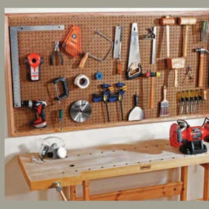 DIY Custom Pegboard Garage Wall Hanging Tool Storage Power Tool Organization Unit Garage Storage Plans Shed Woodworking PDF Instant Download