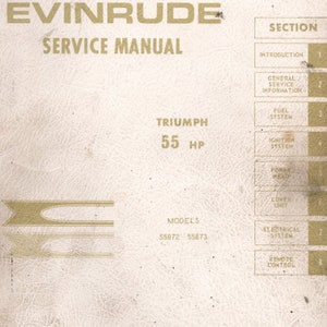 1968 Evinrude Triumph 55 hp svc Outboard Motor Models 55872 55873 Boating Service Manual by Outboard Marine PDF Vintage Instant Download