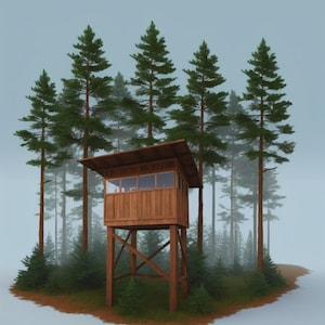Planos de construcción de torre de refugio para ciervos elevada con soporte portátil de 8 x 6 pulgadas para bricolaje Instrucciones de cómo hacerlo Descarga instantánea en formato PDF Archer Hunt Turkey