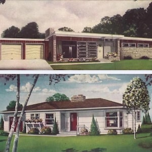 90+ MCM Garlinghouse-architect ontworpen blauwdrukken PDF-bundel ontwerpen Ranch Homes 1950-1960 halverwege de eeuw moderne vintage Instant Download