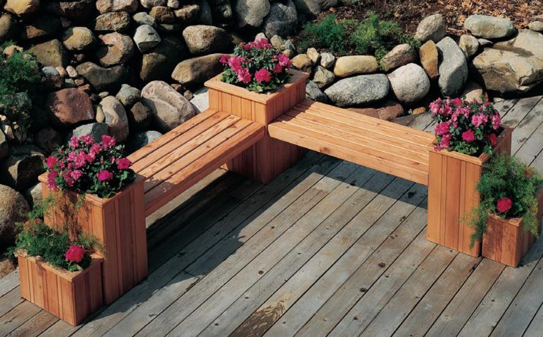 2 DIY Corner S M L Planter Bench Plans Planter Box Woodworking Plans ...