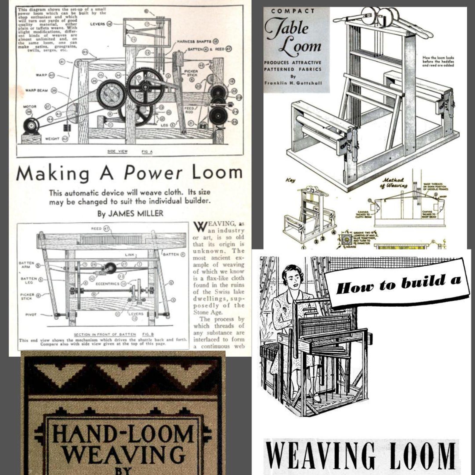 DIY Weaving Power Loom PDF Bundle How to Build a Two Shaft Table Loom ...