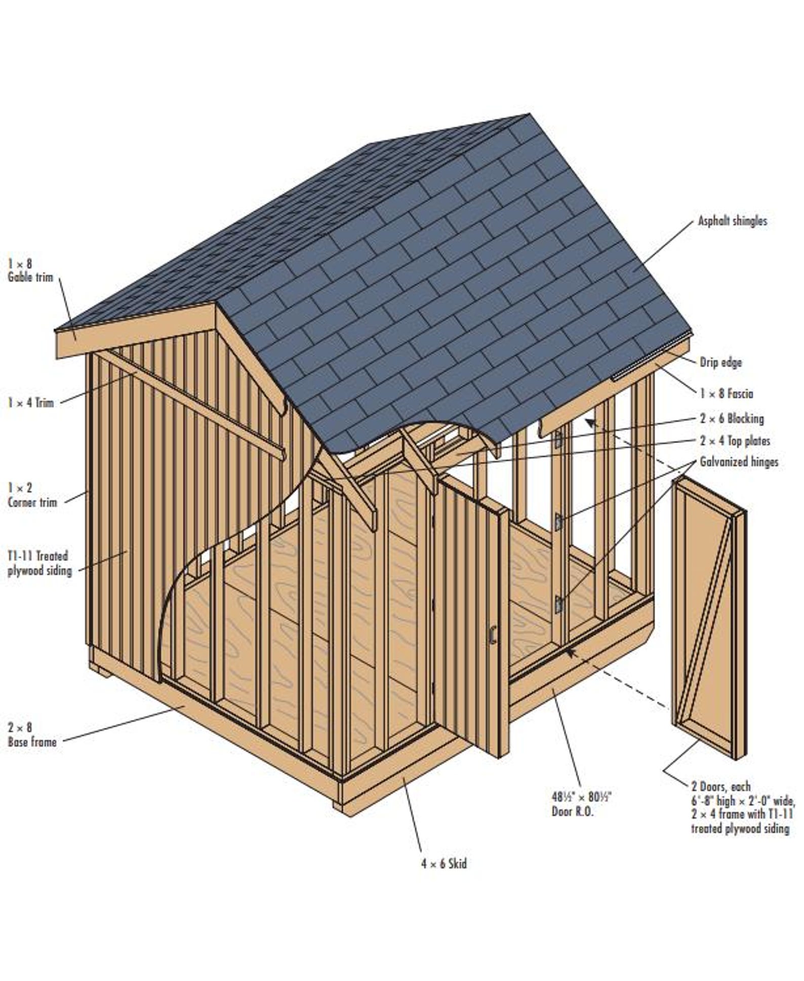 DIY Simple 8x10 Ft Garden Shed With Double Doors Build Plans Lumber