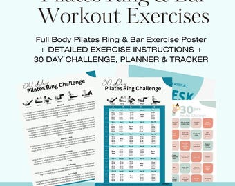 Lazy Girl Pilates Ring Bar Workout Challenge Stretch Balance Printable Home Workout Physical Therapy Challenge Fitness Exercise 30 Day Guide