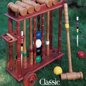 PDF DIY Rolling Rack Crochet Set Outdoor Game Mallet Stand Backyard Yard Mini Games Woodworking Plans Vintage How to Build Instant Download