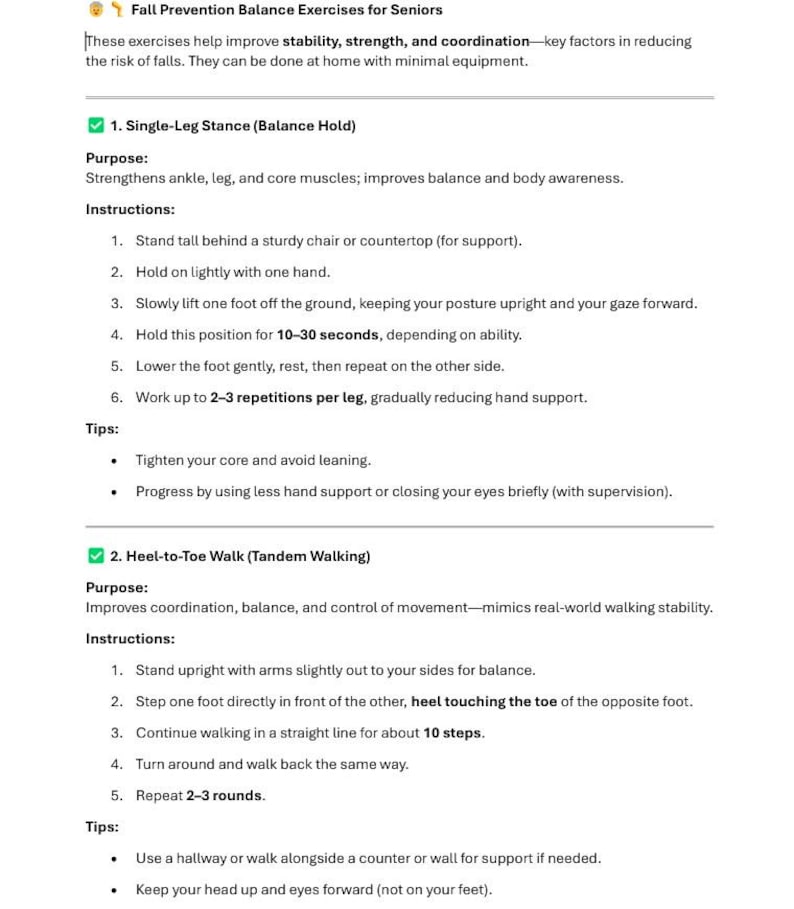 Fall Prevention Exercises for Men Women Senior Foot Ankle Balance Test ...