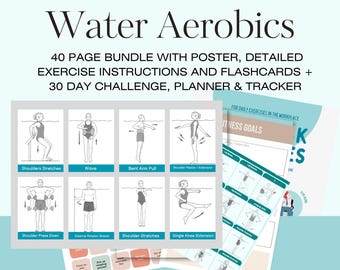 24 vattenaerobicspositioner Aqua Fitness Flash Cards Övningskort för seniorer Utskrivbara kort Rullstolsanvändare Vårdhem Balans Stabilitet PDF