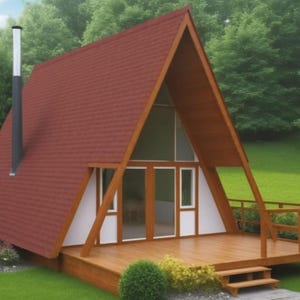 2 Bed A-Frame Loft Chalet Cabins Lakehouse Nordic Vacation Summerhome Holiday PDF Plans Blueprints Glamping Tiny Home Plan DIY PDF Bundle