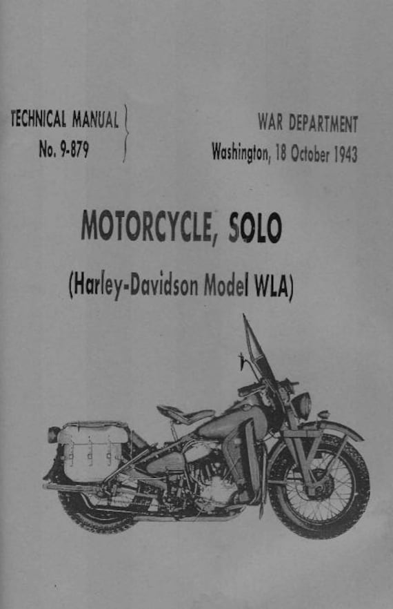 Harley Davidson Solo WLA 1943 TM 9-879 Motorcycle Bike Technical
