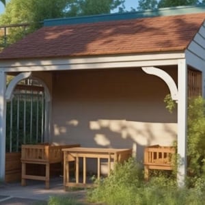 DIY 12x5ft Lean To Pavilion Firewood Shed Plans Open Shed Gazebo PDF Plans Open Animal Shelter Build Firewood Pole Roof Instant Download