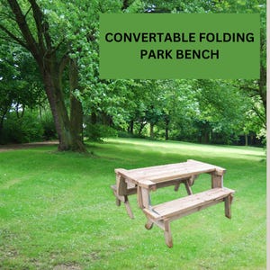 DIY Folding Picnic Table or Park Bench and Two Chairs Woodworking Plans PDF Vintage Design How to Build Plan Design Book Instant Download