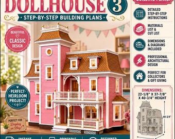 DIY Architects Designed Dollhouse 3 Miniature Doll Houses plus Dollhouse Furniture Plans Making Vintage Book Bundle Instant Download