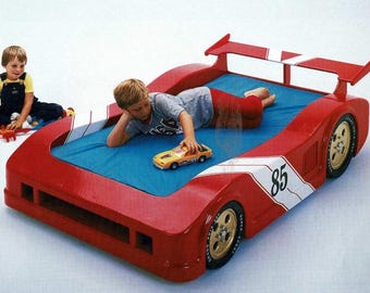 PDF Download DIY Kids Race Car Bed Woodworking Plans PDF Vintage How to Build Kids Racing Wooden Car Design Boys Room Instant Download