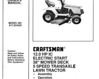 Craftsman Garten Rasentraktor Handbuch 917.254520 International Wartung Handbuch Werkstatt Reparatur Anleitung Betrieb PDF Sofort-Download