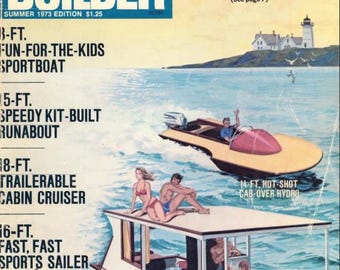 DIY Wooden Boat Builder Magazine Designs Vintage 1970s PDF Outboard Sailing Fishing Rowboat Plans How to Build Woodworking Instant Download