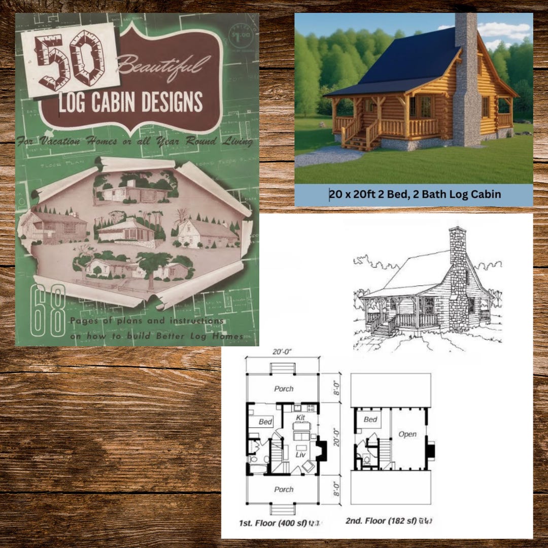 2/3 Bed Small Log Cabin With Loft Porch Floorplan Plans Vacation Chalet ...