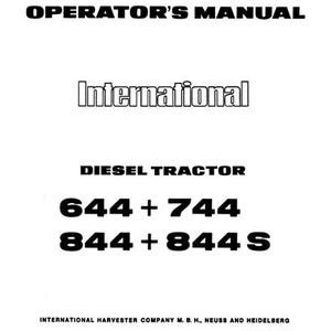 IH 644 744 844 844S Diesel Operators Manual Tractor Workshop Repair Manual Instruction PDF Handbook Workshop Part Repair Instant Download