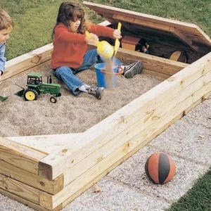 Descargar PDF de planos de carpintería de madera para casitas de juegos con caja de arena DIY con marco de madera PDF Descarga instantánea