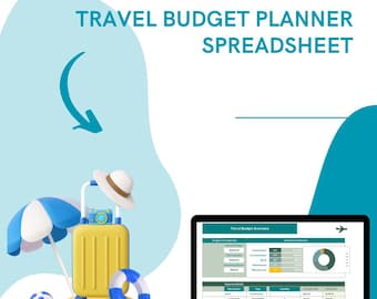Travel Budget Planner Spreadsheet | Vacation Expense Spending Tracker Excel | Trip Cost Organizer | XLS Printable Sheet Template Download