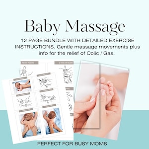 43 Baby Infant Newborn Massage Exercise Legs Feet Face Stomach Arms Hand Back Soft Massage Training Colic Gas PDF Printable Instant Download