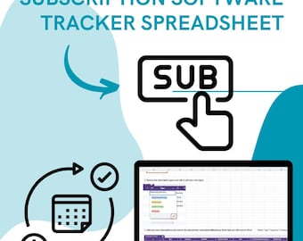XLS Worksheet: Subscription Software Tracker Multi Currency SaaS Excel Spreadsheet Manage Renewal Date Finances Monthly Expenses Template