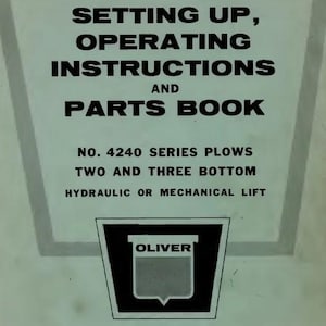 Oliver Plow 4240 Tractor Plow Owners Manual Parts Repair Two Three Manual English PDF Instant Download Retro Scan