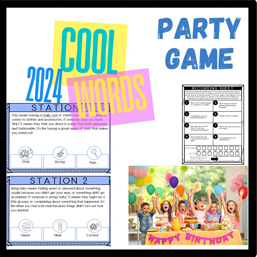 2024 Cool Words Printable Birthday Party Game Print &amp; Play Codebreaker ...