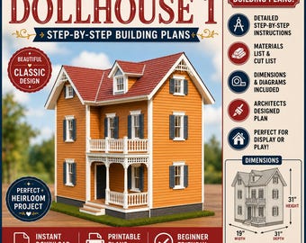 DIY Architects Designed Dollhouse 1 Miniature Doll Houses plus Dollhouse Furniture Plans Making Vintage Book Bundle Instant Download