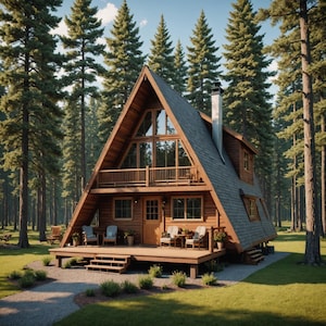 150+ MCM AFrame en Lakehouse-vakantiehuizen Lakehouse-chalet Vakantiewoningplattegronden Plattegronden tweede huis Blauwdrukken pdf Nordic Decors Interieurs