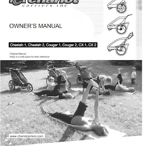 Carrinho de bebê para criança pequena Cheetah Cougar 1 2, CX 1 CX Caminhada Corrida Bicicleta Transporte Transportadora Manual de Instruções do Proprietário PDF Download instantâneo