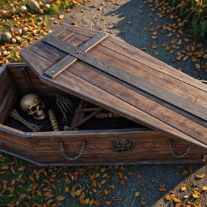 DIY Plywood Coffin Plans Halloween Yard Decoration Skeleton Graveyard Tombstone Digital Build Box Prop PDF Wooden PDF Instant Download