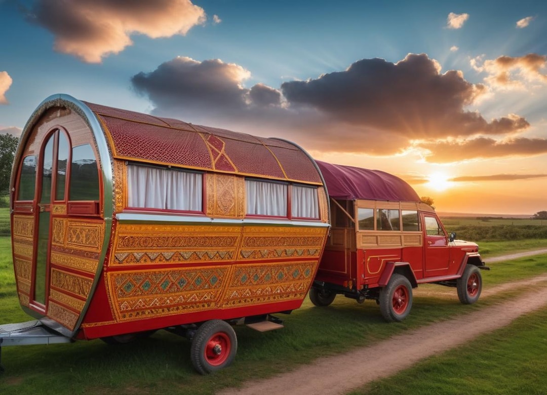 2 DIY Vintage Gypsy Vardo 7x10 Wagon Caravan Trailer Budget Portable ...