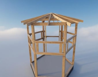 Build Hexagonal Hunting Deer Blind Stand Box Tower Shelter Plan Construction Instruction How To PDF Instant Download Archer Turkey Espanol