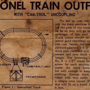 Lionel Model Instructions for Lionel Train Outfit Operation User Manual PDF Vintage Toy Collectable PDF Instant Download