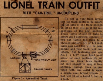 Lionel Model Instructions for Lionel Train Outfit Operation User Manual PDF Vintage Toy Collectable PDF Instant Download