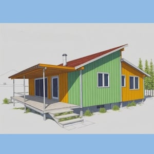 DIY 24x24 foot Vacation Cottage Pole Porch Building Plans Tiny Home House Outdoor She Shed Shelter Build Shed PDF Instant Download
