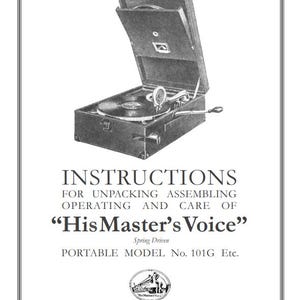 HMV 101 101G Przenośny gramofon Instrukcja obsługi Instrukcja instalacji i obsługi gramofonu PDF Katalog HMV Vintage Natychmiastowe pobieranie