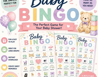 Baby Bingo Hens Night Game Fun Puzzles at Home Printable Fun Game at Home PDF