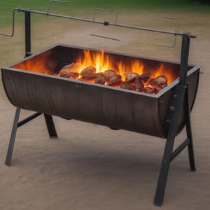 DIY Portable Firedrum Spit Roast Rotisserie Arc Welding Plan Roaster Charcoal Barbeque Fire Box Meat Fish Outdoor Camping Build PDF Download