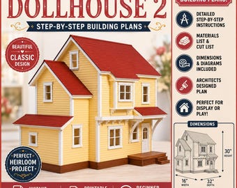 DIY Architects Designed Dollhouse 2 Miniature Doll Houses plus Dollhouse Furniture Plans Making Vintage Book Bundle Instant Download