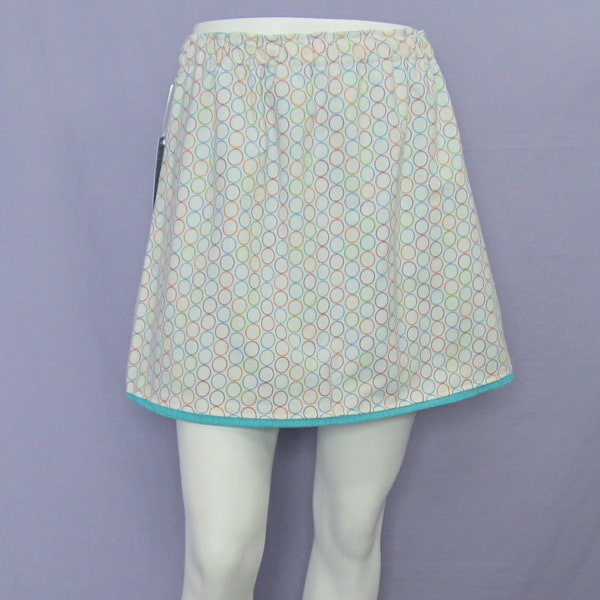 Circles and dots reversible mini skirt | Size S/M | Handmade from upcycled bed sheets