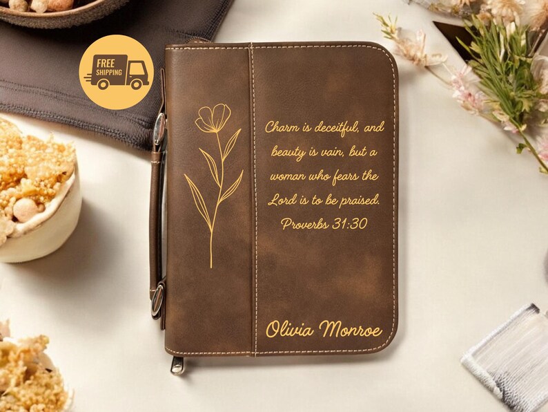 Leather Bible Cover Personalized Bible Cover Bible Verse Religious
