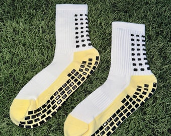 Lot de 3 chaussettes de football adhérentes, chaussettes de sport adhérentes, chaussettes de sport, chaussettes de football, chaussettes adhérentes, chaussettes de football antidérapantes haut de gamme, vêtements de sport, noir et blanc