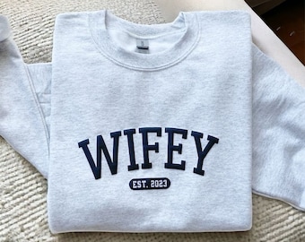 Aangepaste Sweatshirt voor vrouw gepersonaliseerde huwelijkscadeau voor nieuwe vrouw pasgetrouwde huwelijksreis aanwezig bruids douche cadeau Moederdag cadeau