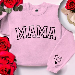 Sudadera de mamá personalizada con nombres de niños / Letras de hojaldre / Letras en relieve / Regalo para mamá / Mamá Suéter Mamá Regalo de cumpleaños Regalo para mamá Regalos imagen 8